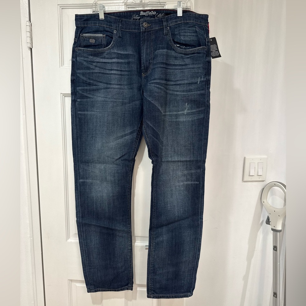 Buffalo David Bitton Dark Wash Straight Stretch Denim Jeans